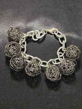 Silver-Tone Wire Ball Charm Bracelet - Women Jewelry